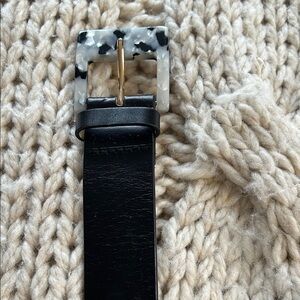 Ann Taylor Black Belt with Speckled Buckle